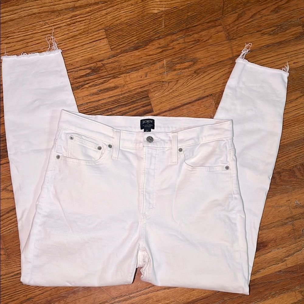 J. Crew White High Rise Ankle Cropped Jeans